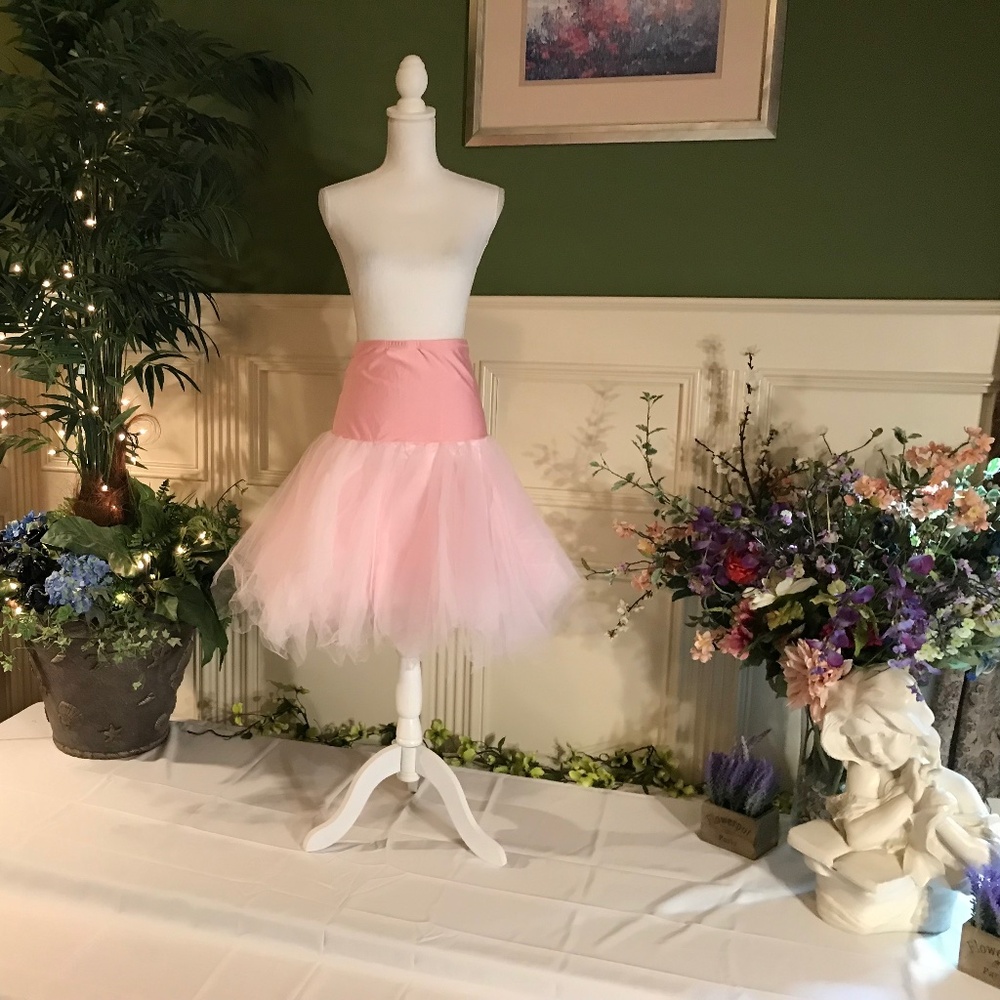 Pink tulle asymmetrical skirt